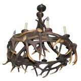 Antique Eight light natural antler chandelier