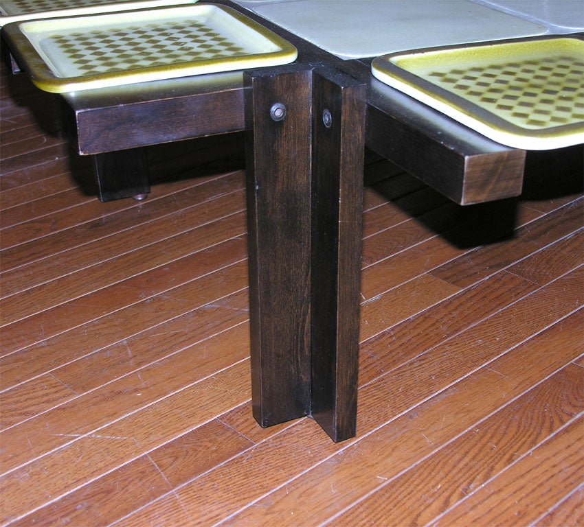French Coffee Table with Tile Inlay by Roger Capron