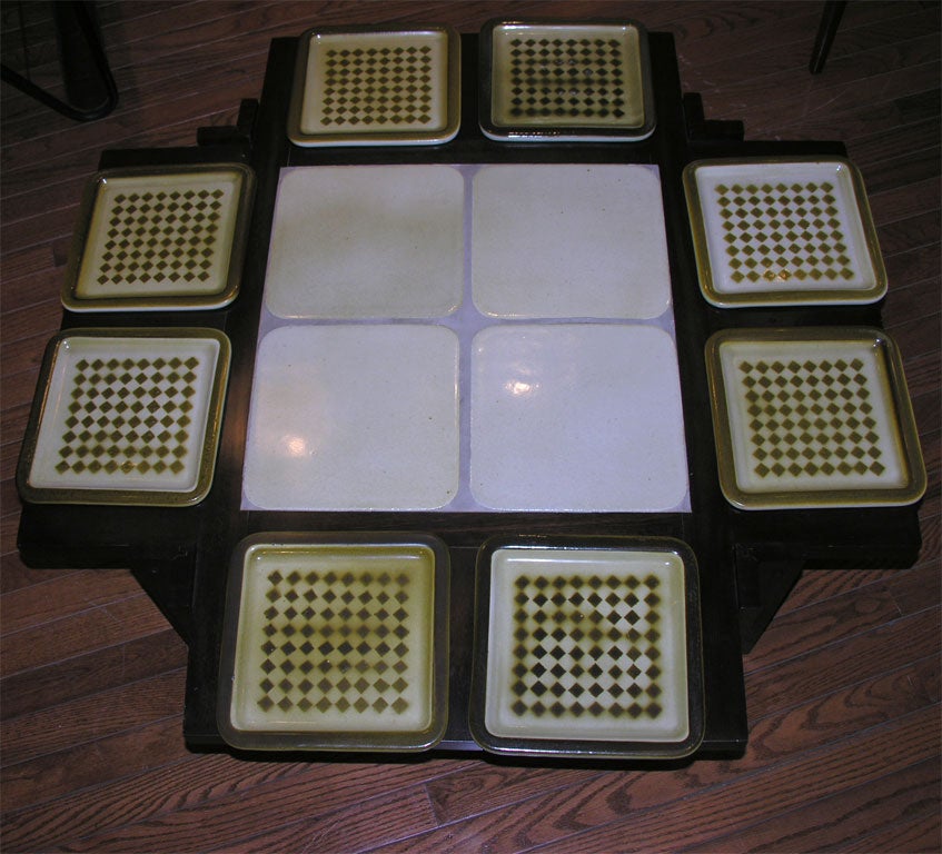 Ceramic Coffee Table with Tile Inlay by Roger Capron