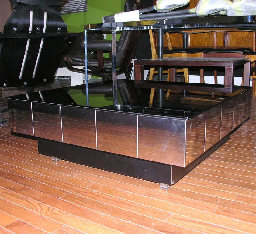 Square Chrome and Mirror Coffee Table