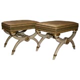 Pair of Directoire Style Curule-Base Tabourets