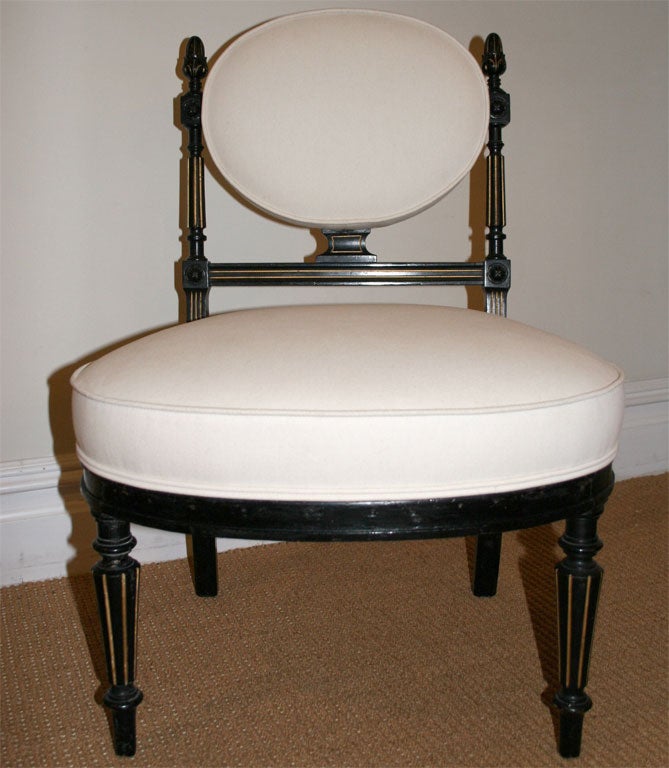 Eastlake Ebonized & Gilt Incised Slipper Chair