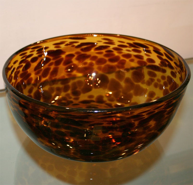 A very beautiful turtle shell color glass bowl made for Christian DIOR, French, circa 1945.