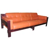 Sofa with Glove Leather Upholstery by Benjamin Lafer