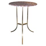 Table in Brass with Marble Top by Cedric Hartman