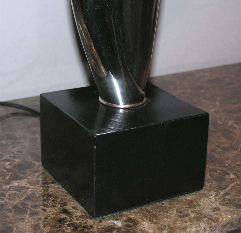 Pair of Polished Steel Modernist Sculptural Table Lamps at 1stDibs