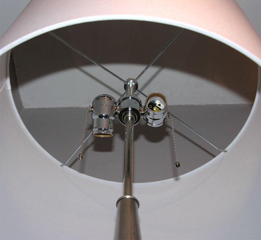 Pair of Polished Steel Modernist Sculptural Table Lamps at 1stDibs