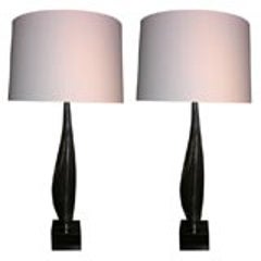 Pair of Polished Steel Modernist Sculptural Table Lamps 8