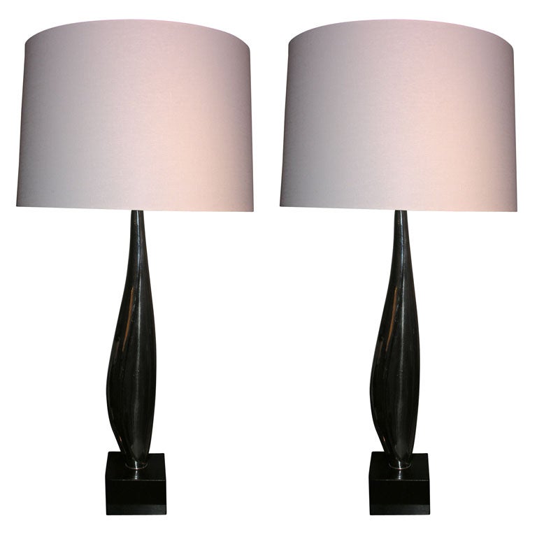 Pair of Polished Steel Modernist Sculptural Table Lamps at 1stDibs