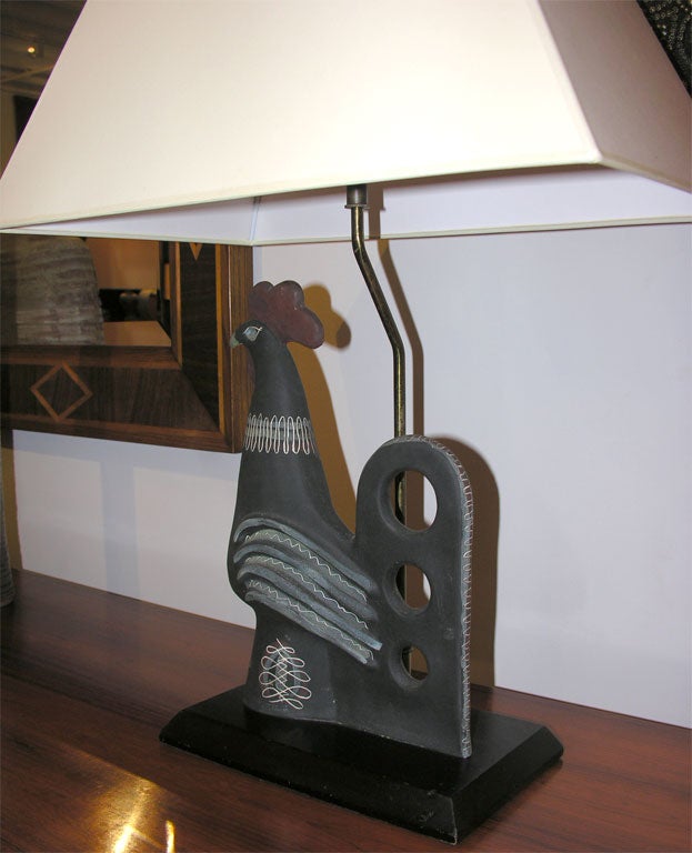 American Ceramic Rooster Lamp
