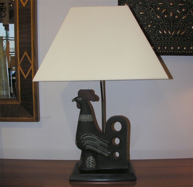 20th Century Ceramic Rooster Lamp