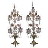 Pair of 19th. Century Crystal Candelabras