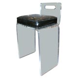 Lucite and Black Patent Leather Stool Vintage Lucite and Black Patent Leather Stool