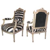 Pair of 19th Century Gold Gilt and Zebra Hide Chairs
