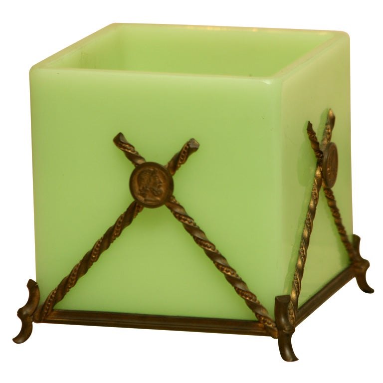 19th C. Green Glass Vitrine