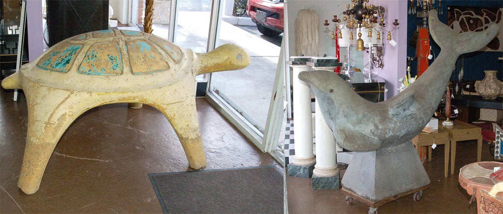 This wonderful vintage cement turtle came from a Miami Beach playground. Original paint.