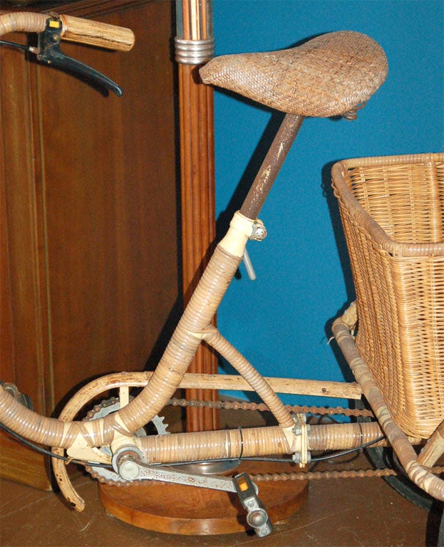 Mid-20th Century Wicker Bread Delivery Bike