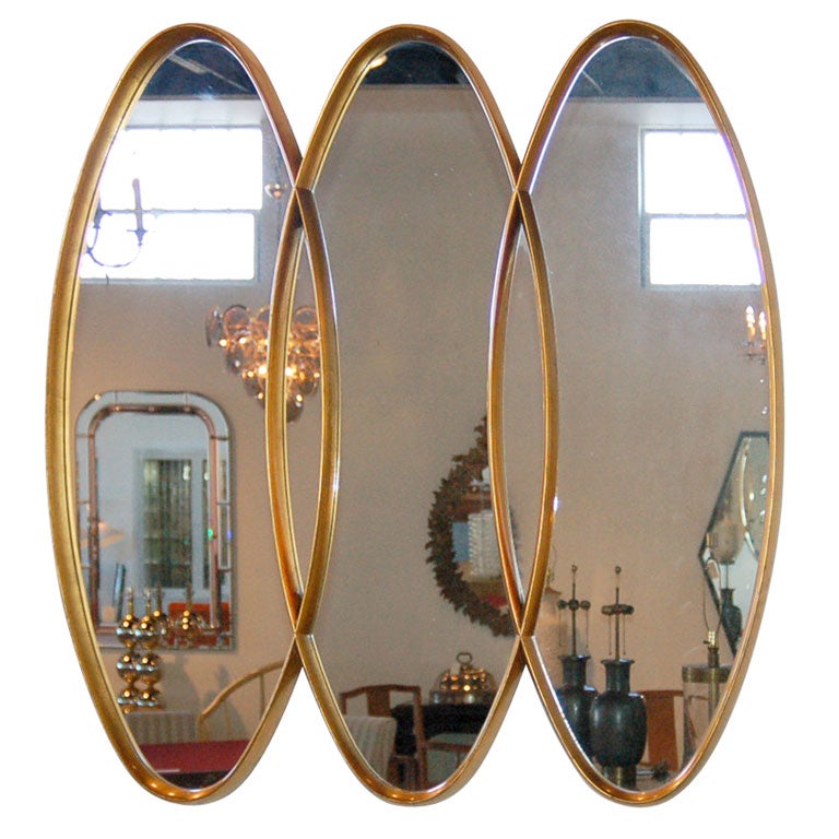 Large Giltwood Triple Oval Mirror