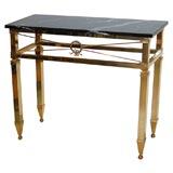LaBarge Brass and Black Marble Console