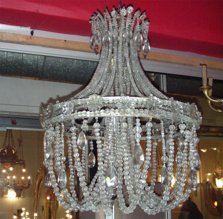 French 1910-1920 Alcove Crystal Chandelier For Sale