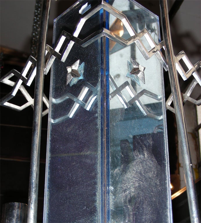 Fünfarmiger Kronleuchter, 1940-1950 (Glas) im Angebot