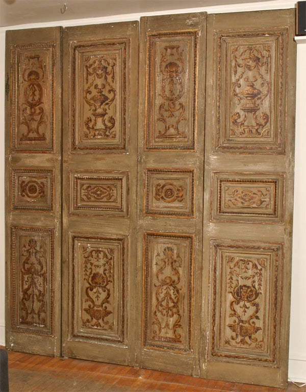 Italian Four19th Century painted panels[Doors] For Sale