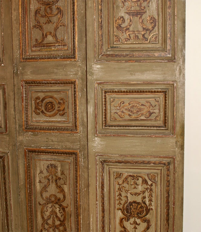 Wood Four19th Century painted panels[Doors] For Sale