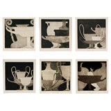 Set Of Six (or 9) Kylix Urn And Vase Soft Ground Etchings