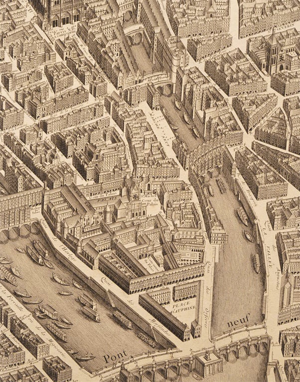 18th Century and Earlier Plan De Paris, wall map, commissioned by Turgot, from 1739 For Sale