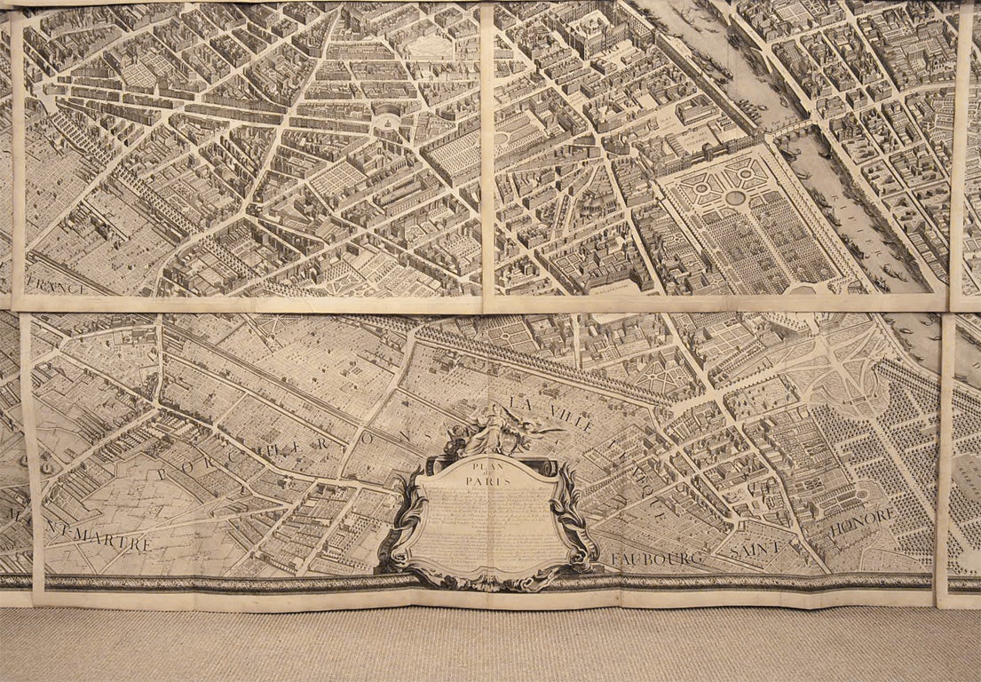 Plan De Paris, wall map, commissioned by Turgot, from 1739 For Sale 3