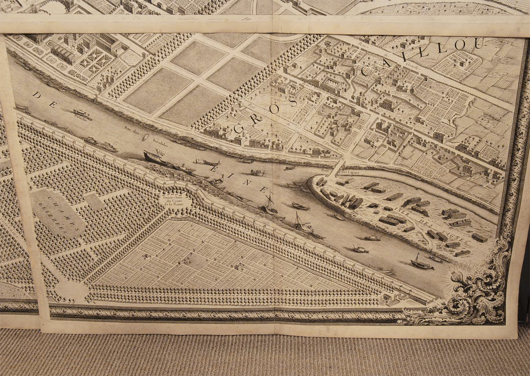 Plan De Paris, wall map, commissioned by Turgot, from 1739 For Sale 5