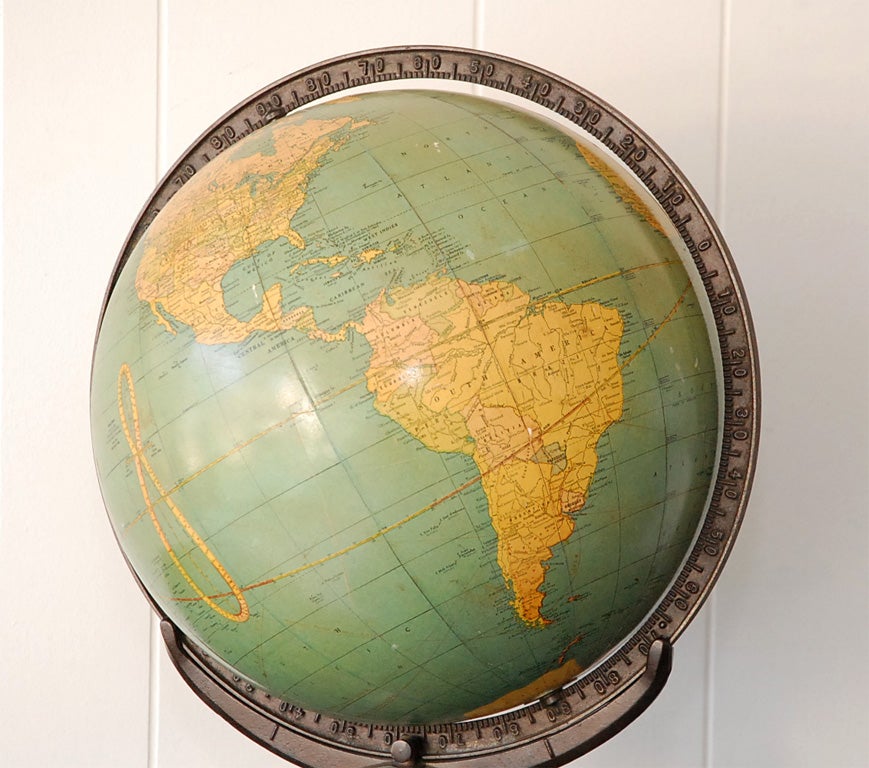 American Vintage Art Deco Terrestrial Globe For Sale