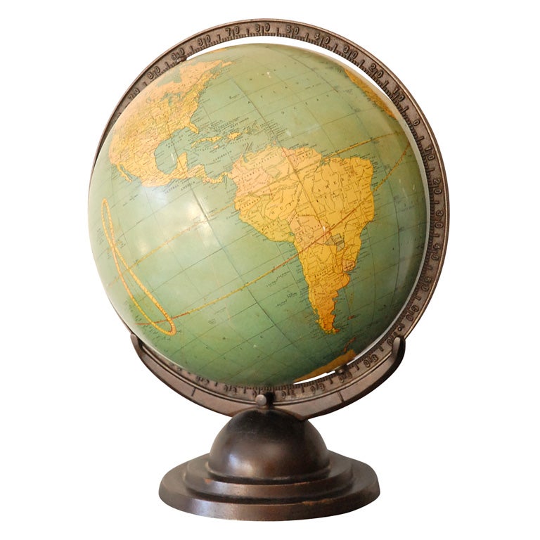 Vintage Art Deco Terrestrial Globe For Sale