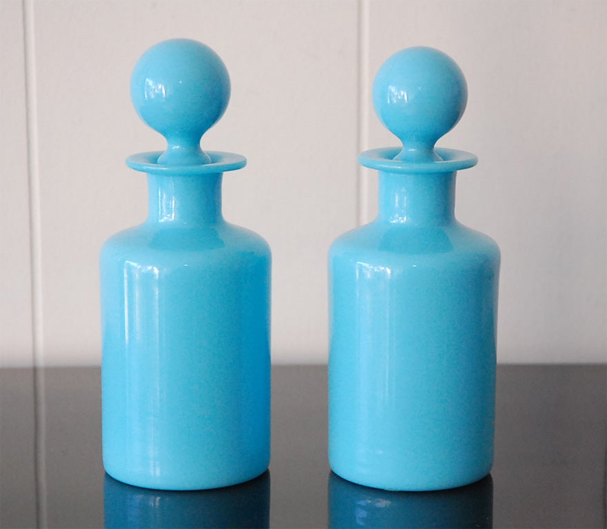 Pair of Opaline Barber /  Cologne Bottles
