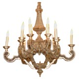 Hand Carved Venetian Style Silver Leaf and  Mirror Chandelier