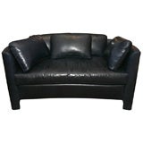 Blue Leather Settee