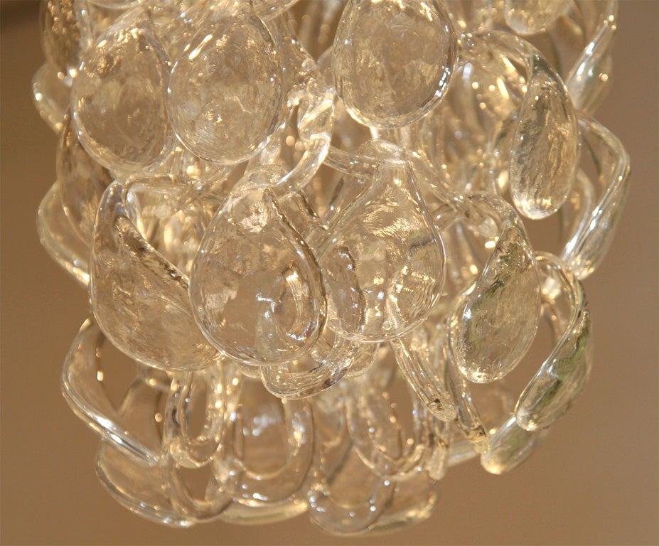 Glass Chain Link Ceiling Light In Good Condition For Sale In New York, NY