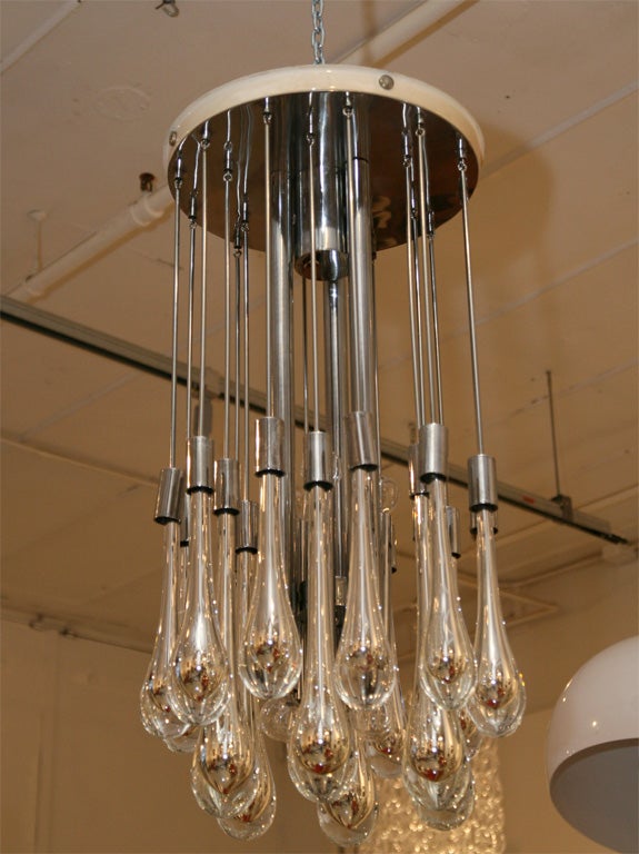 Mid-20th Century Crystal Drop Chandelier For Sale