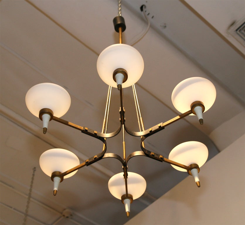 Mid-20th Century Stilnovo Chandelier For Sale