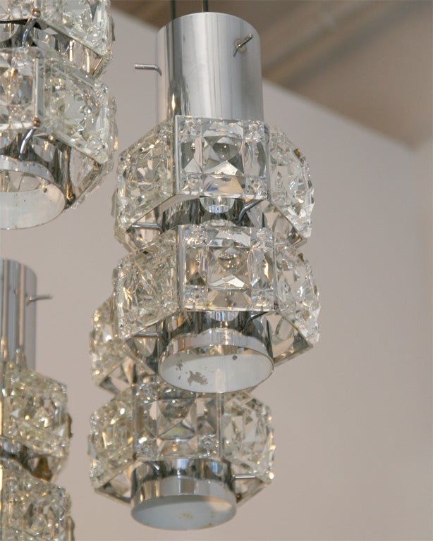 Austrian Crystal and Chrome Pendant Light by Kinkeldey For Sale