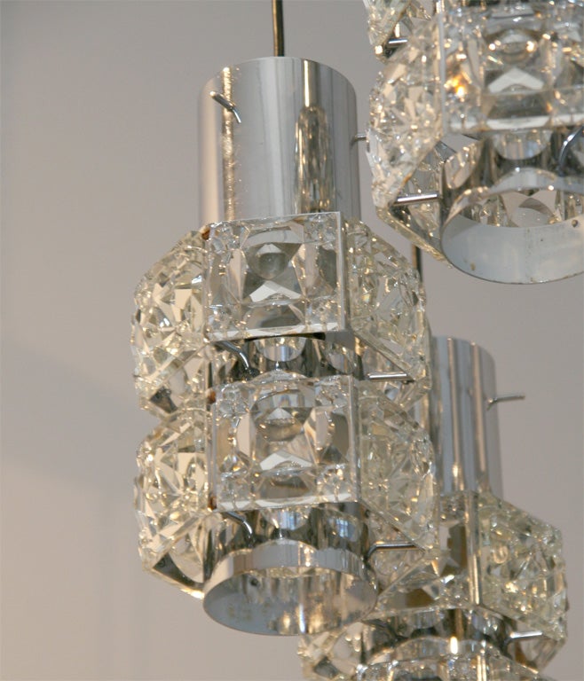 Crystal and Chrome Pendant Light by Kinkeldey In Good Condition For Sale In New York, NY