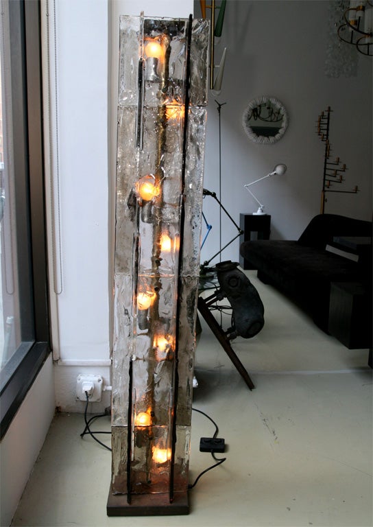 Italian Mazzega Glass Column Floor Lamp by Carlo Nason For Sale