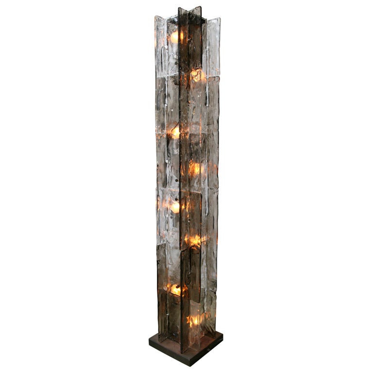 Mazzega Glass Column Floor Lamp by Carlo Nason For Sale