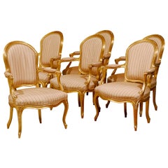 Six Louis XV Gilt Wood Chairs