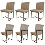 Set of 6 polished Aluminum 1970's dining chairs