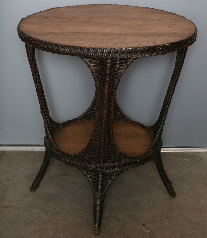 Heywood Wakefield Woven Rattan Table at 1stdibs