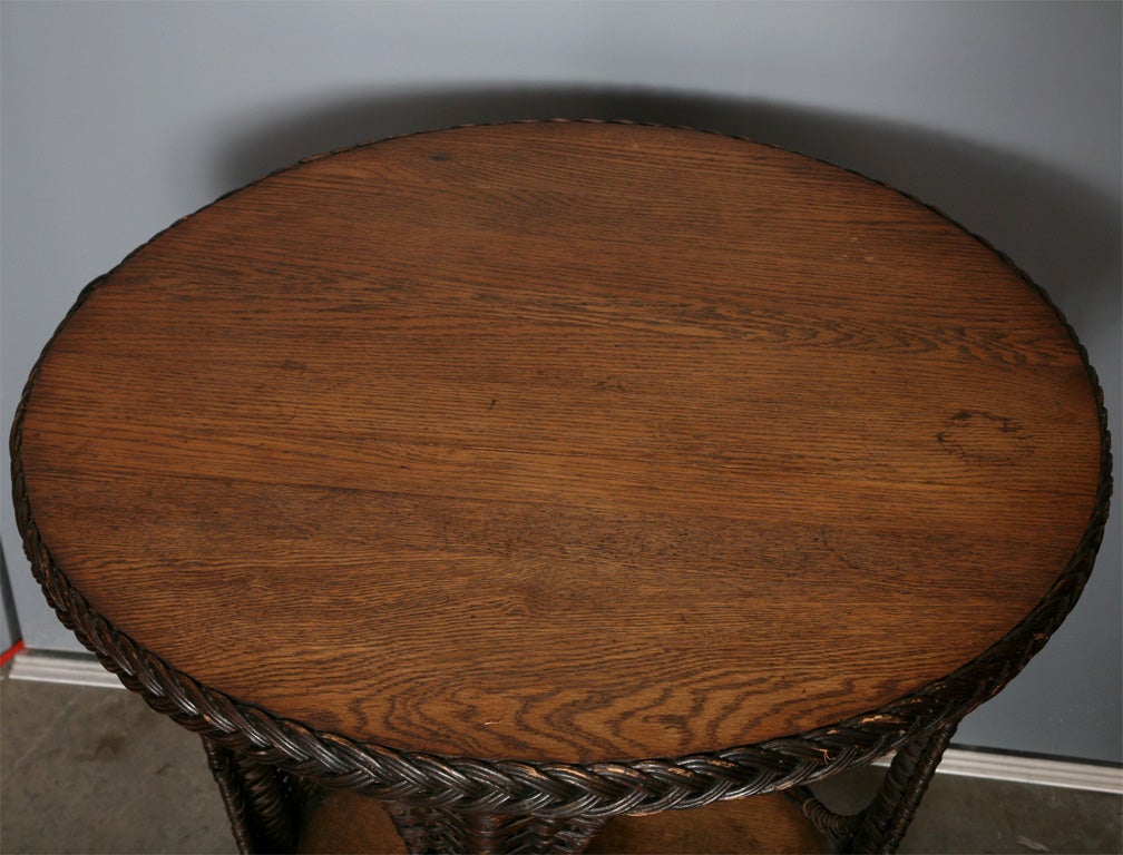 Heywood Wakefield Woven Rattan Table at 1stdibs