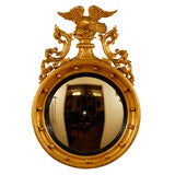 Antique English Regency Convex Mirror with Eagle Crest, c.1820