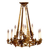 Antique 8-light Neoclassical Gilt-Bronze Chandelier, France 19th Century