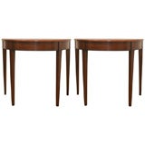 Pair of Mahogany Demi-lunes with Tapered Legs.
